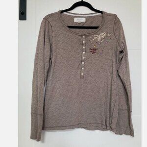 American Eagle Henley Long Sleeve Shirt Sequin XL Elena Gilbert Bella Swan Y2K